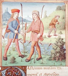 Hirten an einem Fluss, aus Die Eklogen von Virgil mit einem Kommentar von Servius, 1469